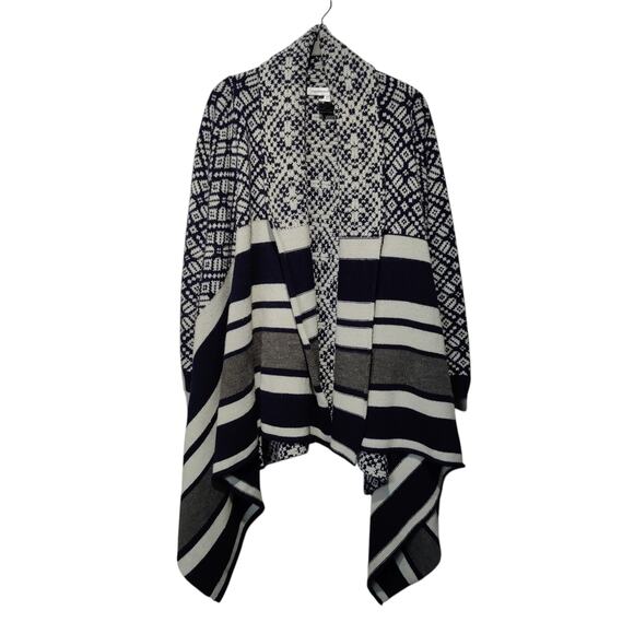 Cupcakes and Cashmere Sz XS Navy Blue Grey Waterfall Sweater Nordic Wool Blend - Picture 1 of 7